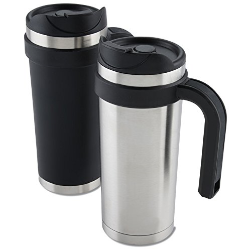 17 Oz Double Wall Stainless Steel Insulated Travel Mug Flip Top Spill