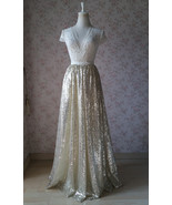 Gold Sequin Maxi Skirt Women Plus Size Sequin Maxi Skirt Sparkly Skirt - $47.59