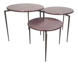Aubergine round tripod nesting tables set of 3 thumb200
