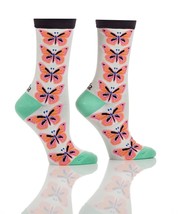 Women's Premium Crew Socks Yo Sox Butterfly Motifs Fits Size 6 - 10 Cotton Blend