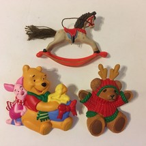 3 Pins Brooch Disney Hallmark Cards Piglet Pooh Bear Rocking Horse Christmas  - $30.00