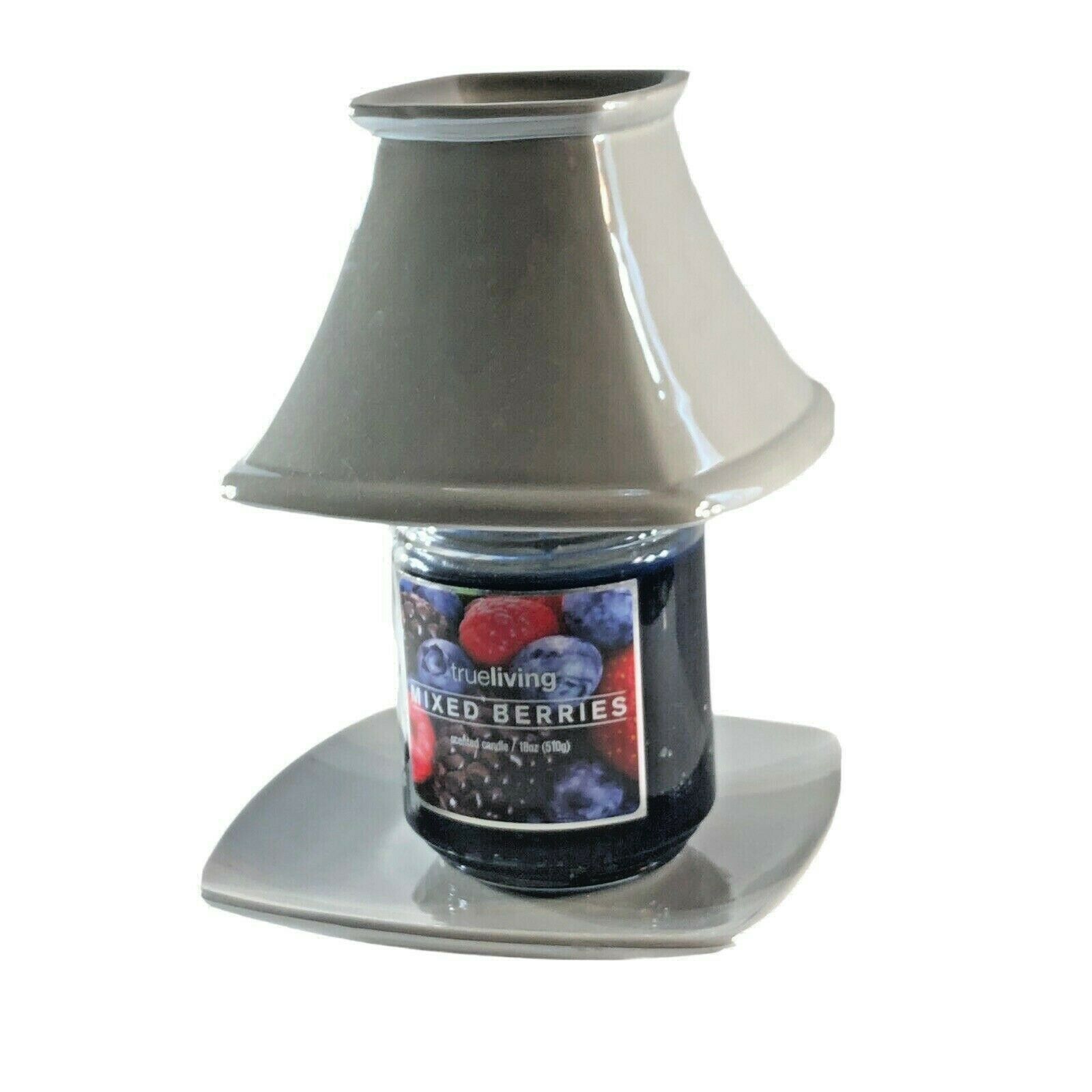 Primary image for Yankee candle large jar shade and plate shiny high gloss Iridescent Gray Solid