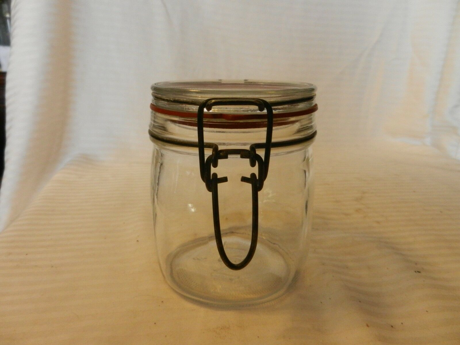 4.75" Tall Hard Clear Glass Canister With Locking Handle, Hermetic Seal