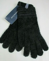 Charter Club Striped-Cuff Chenille Gloves One Size Black &amp; Glitter Strip... - $16.14