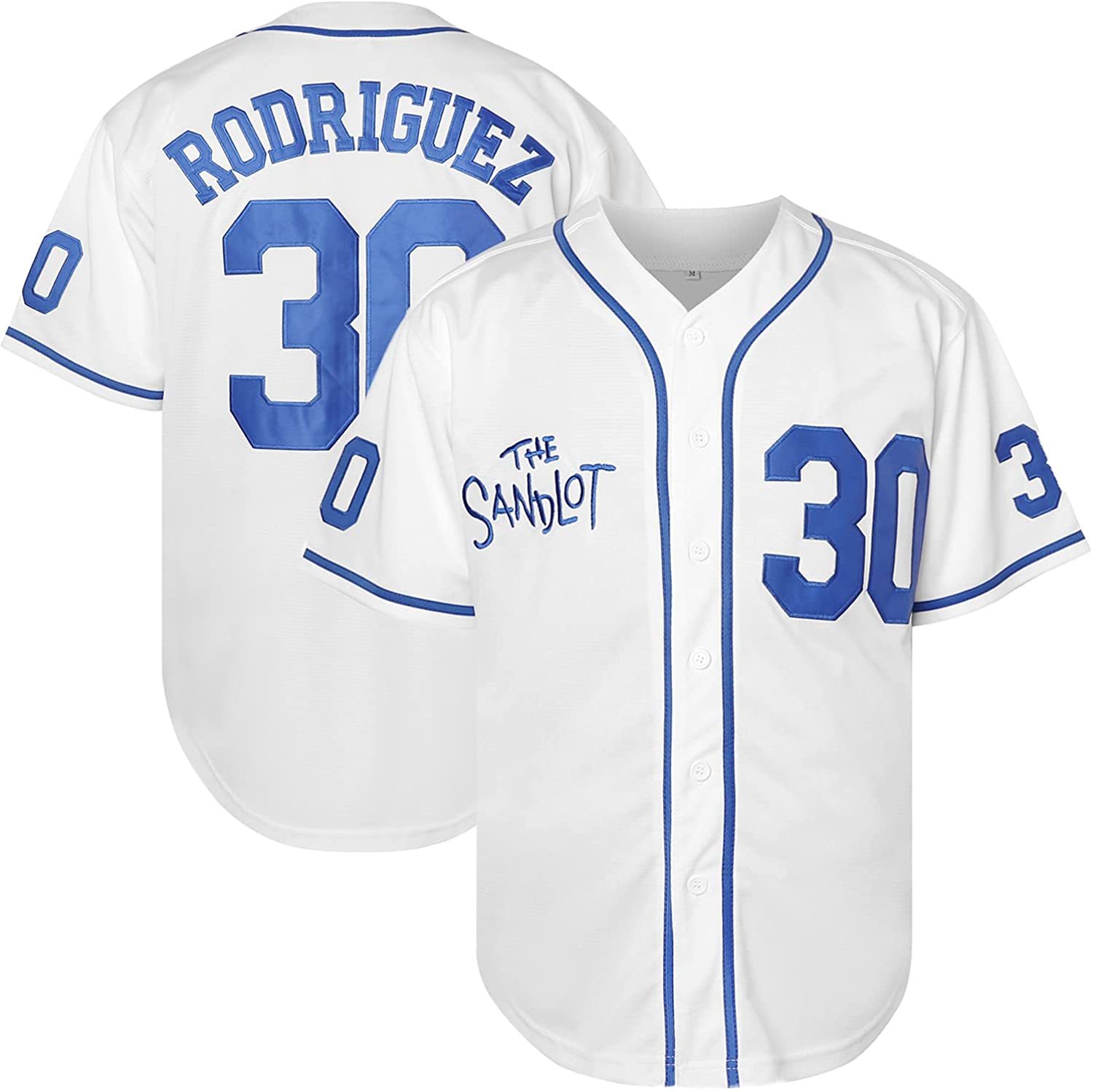 Benny 'The Jet' Rodriguez #30 The Sandlot Movie Baseball Jersey White Blue