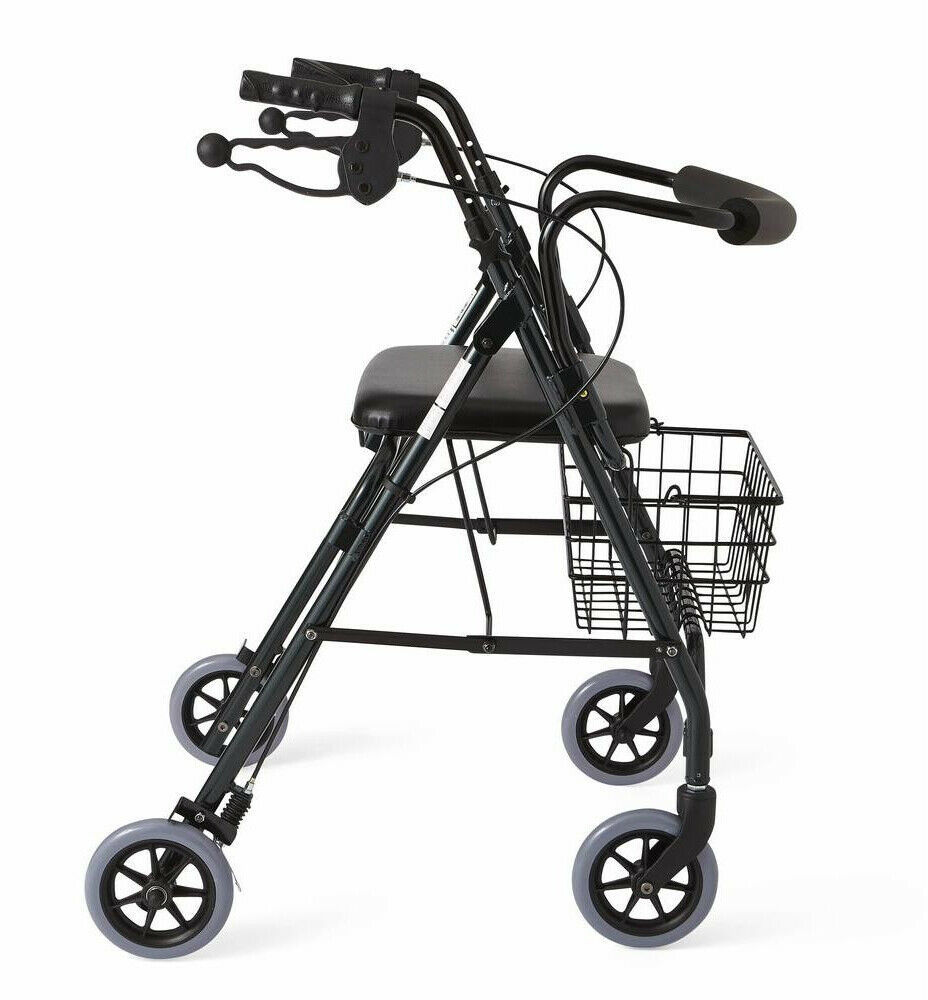 Medline Walker Rollator 250 lb. Weight Capacity Adjustable Seat Height