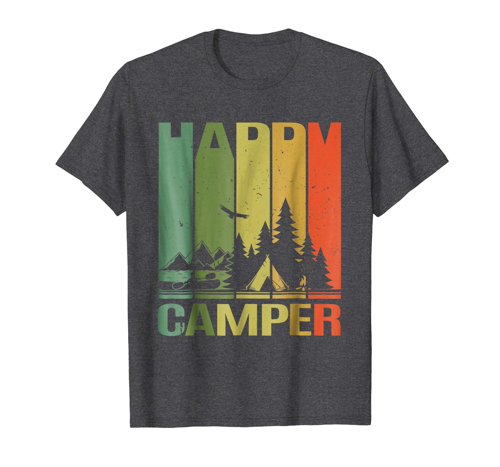New Shirts - Mens Happy Camper Shirt Funny Camping Shirts Cool Vintage ...