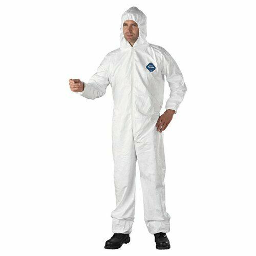 Primary image for Dupont TY127S White Tyvek Disposable Coverall Bunny Suit With Hood & EWA M-5XL