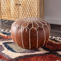 Moroccan pouf - Genuine goat leather - Bohemian living room decoration -... - $32.00