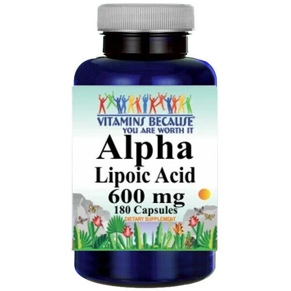 Alpha Lipoic Acid 600mg per Capsule 180 Caps Highest Potency/USDA Facility