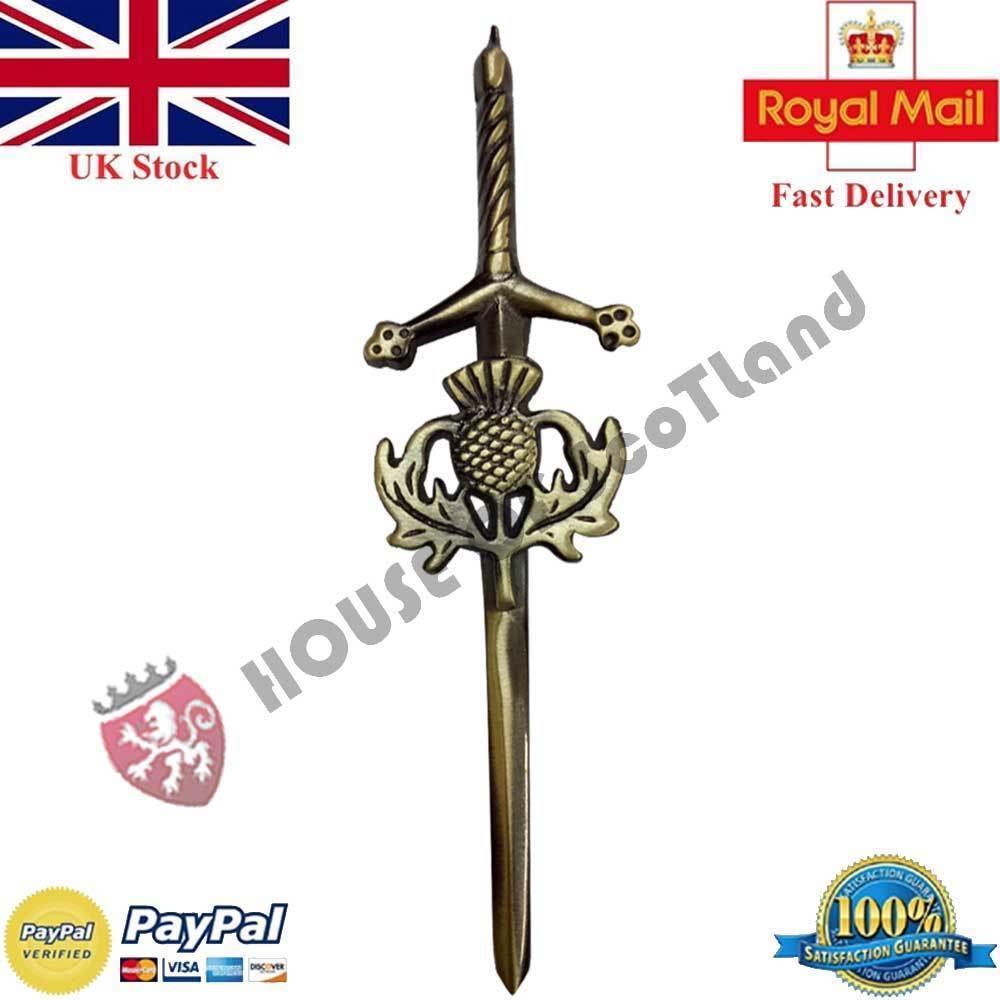 New Thistle Hilt Sword Kilt Pin Antique 4/"//Scottish Kilt Pins//Celtic Pin Brooch