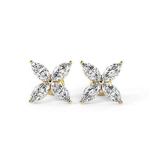 Elegant Touch Sterling Silver Marquise Shape CZ Stud Earrings Travel Accessories