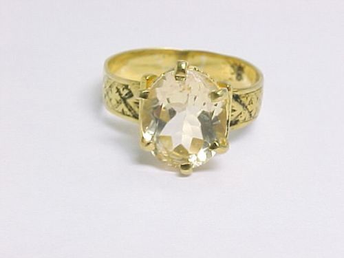 Primary image for Genuine CITRINE Gemstone RING in Yellow Gold clad Sterling Silver - Size 5.75
