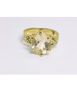 Genuine CITRINE Gemstone RING in Yellow Gold clad Sterling Silver - Size... - $85.00