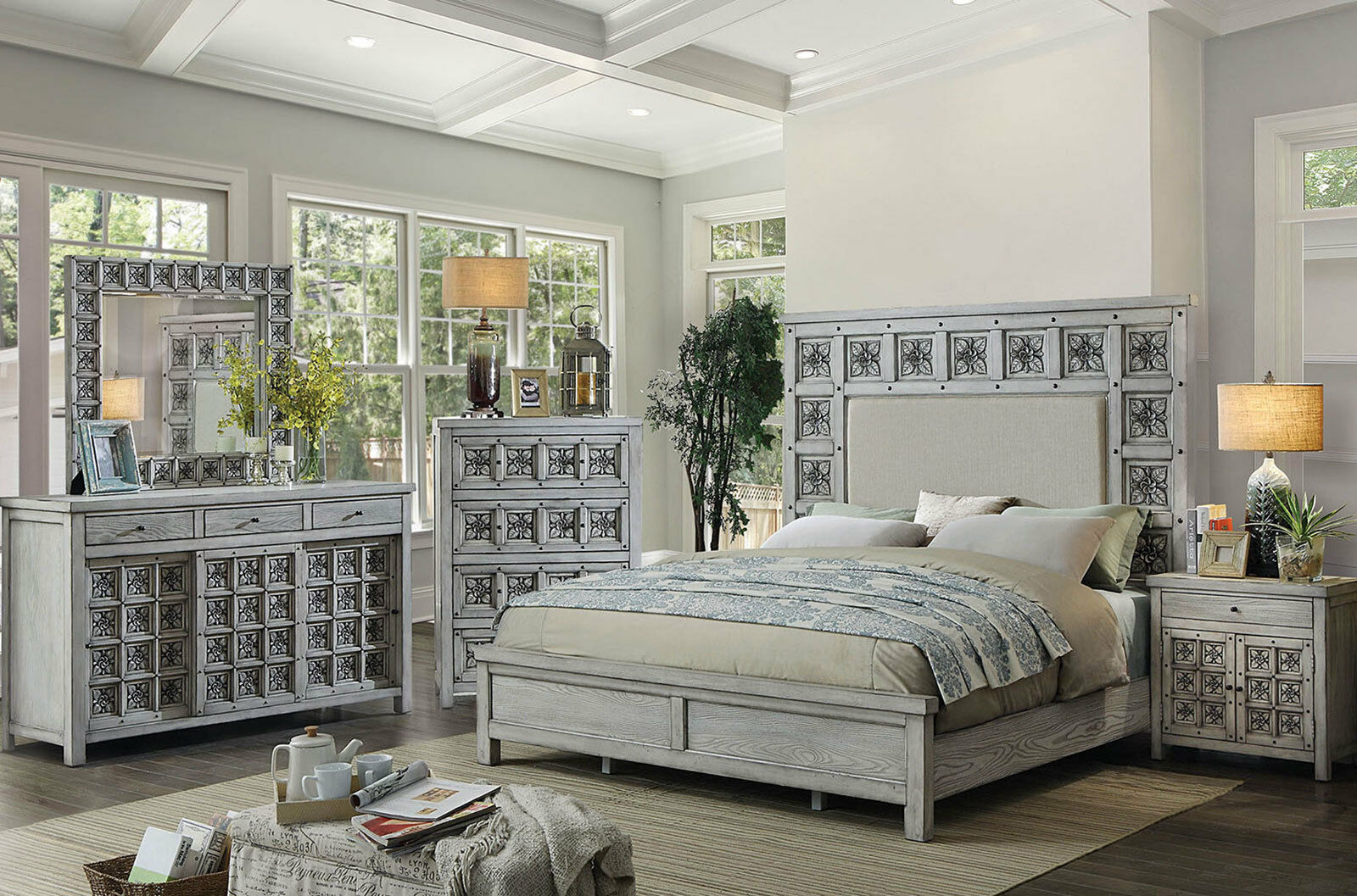 NEW Transitional Gray Wood Bedroom Suite Furniture - SARATOGA 5pc Queen ...