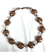 Vintage Murano Glass Beads w Sparkly Copper Flecks in Clear Glass Neckla... - $48.02