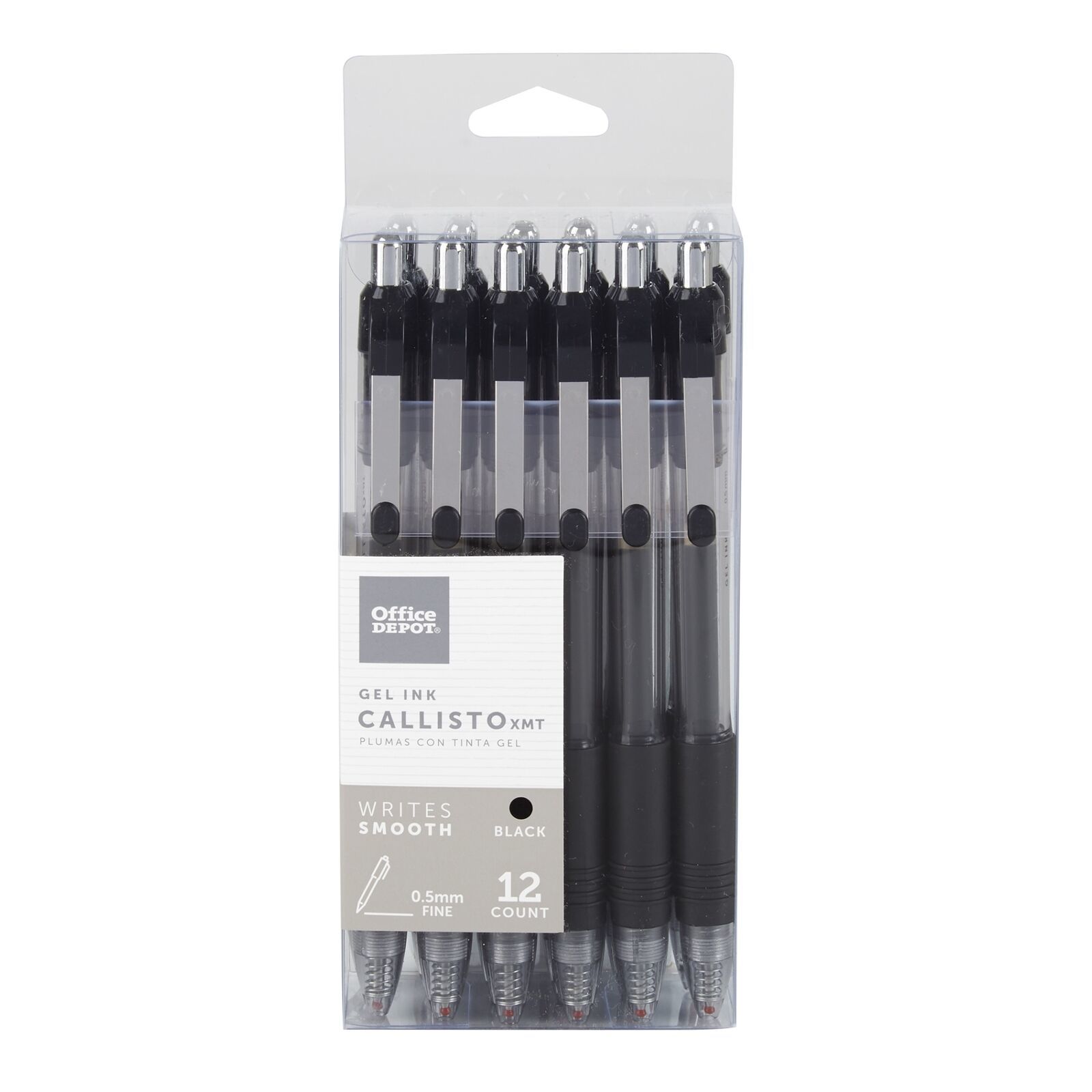 FORAY SoftGrip Retractable Gel Pens, Extra Fine Point, 0.5 mm, Black