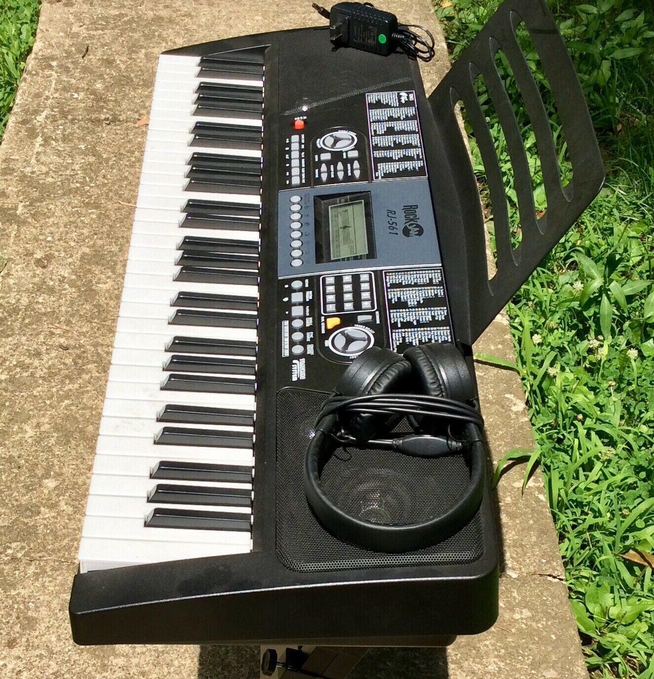 RockJam 61 Key Electronic Keyboard Piano RJ561 LCD Stand Headphones AC