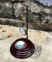 Vintage Classic Wooden Compass Base Mantle Table Clock Victorian Desk Ornam - $23.44