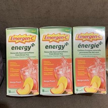 3x Emergen-C Energy Plus Mango Peach 18 each Natural Caffeine Green Tea 04/2023 - $98.99