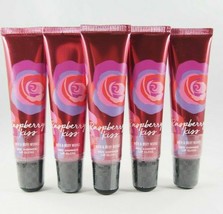 (5) Bath & Body Works Raspberry Kiss Red Rose Shimmer Lip Gloss .47oz Lot New - $26.96