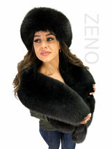Double-Sided Fox Fur Stole 70' (180cm) + Four Tails as Wristbands / Headband image 6
