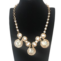 Golden Necklace with Large Rhinestones Custom Jewelry - $9.49