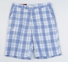 Grand Slam Performance Moisture Wicking Blue &amp; White Plaid Golf Shorts M... - $44.99