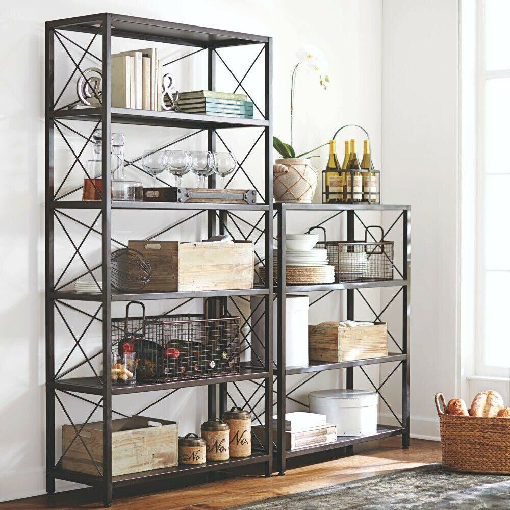 Home Open Bookcase 72 in. H x 36 in. W 5Wood Shelf Metal Frame