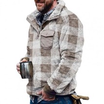 Men's Clothing Sweatshirt Autumn Winter Plaid Pattern Thicken Plush Long-sleeved - $160.49