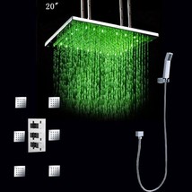 Thermostatic Shower Valve LED 20"Rain Shower Head Set Body Massage Spray Jets - $925.62
