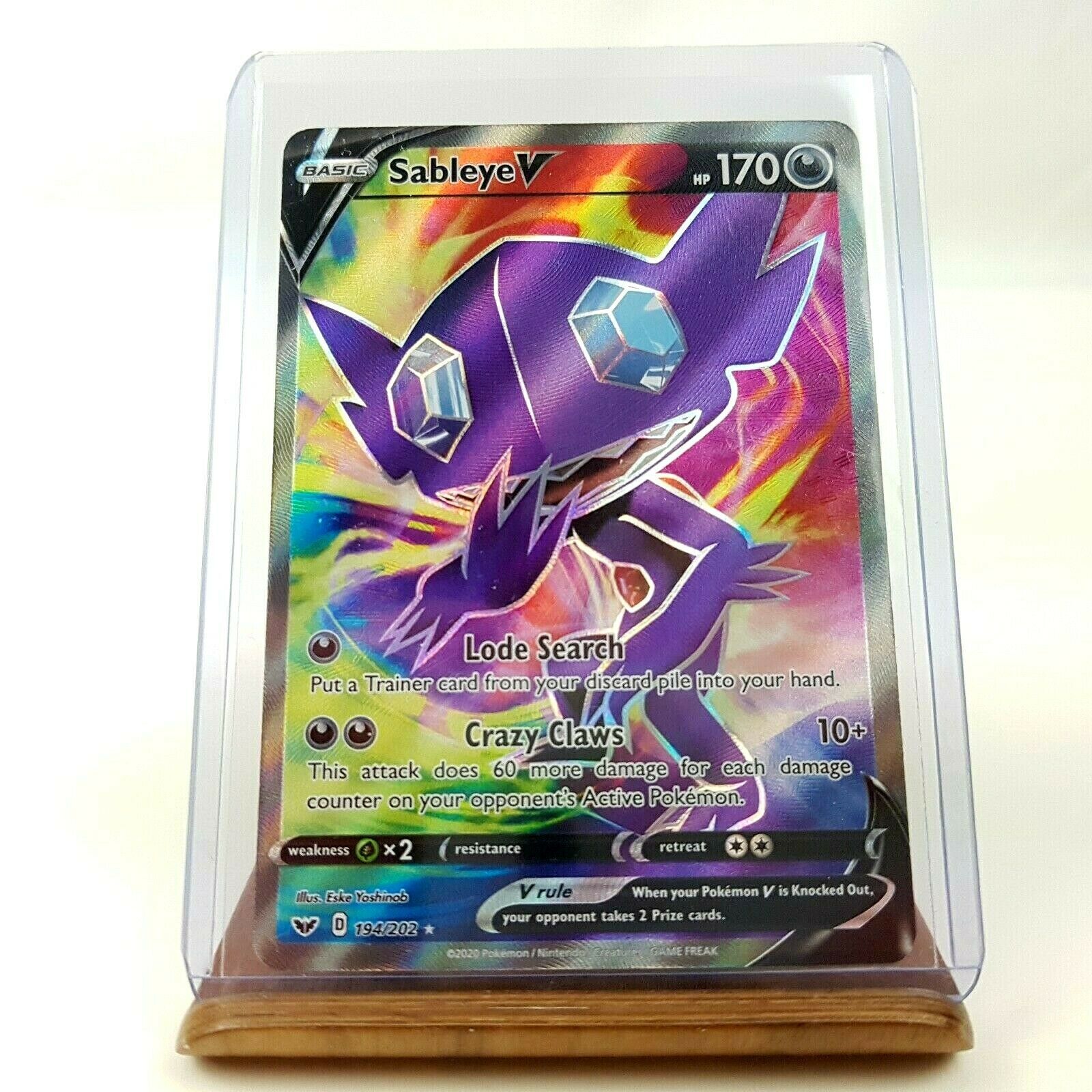 Sableye V 194/202 Full Art Ultra Rare Played Pokemon Sword and Shield 