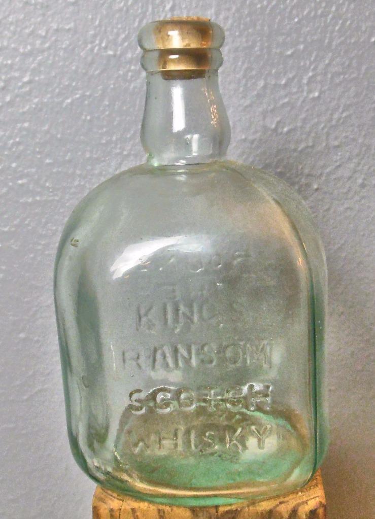 Vintage King's Ransom Scotch Whisky Bottle Scotland Green Glass with Cork 6.5" Other