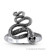 Snake Spirit Animal Serpentine Charm Boho Long Gypsy Ring in 925 Sterlin... - $26.39