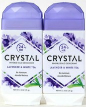 2 Crystal 2.5 Oz Lavender White Tea No Aluminum 24 Hr Invisible Solid Deodorant