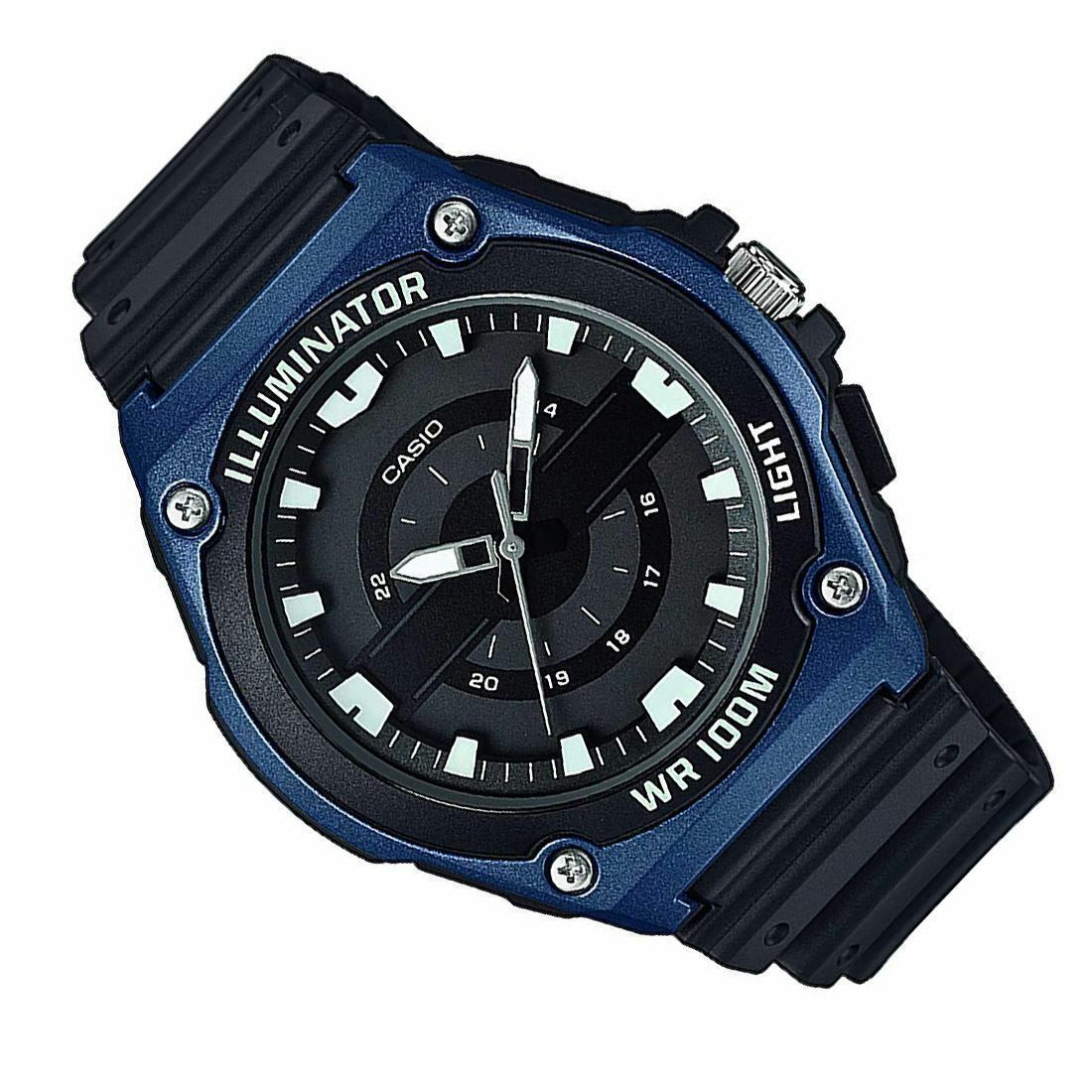 casio men s mwc 100h 2a analog 3 hand led light 100m wr mwc lights