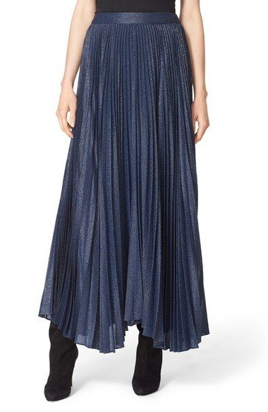 silver pleated long skirt