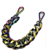 Rainbow aluminum shiny metal chunky chain link bag strap - $19.00