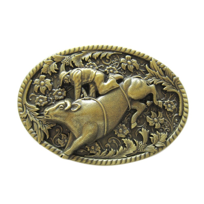 New Vintage Bronze Plated Western Cowboy Bull Rodeo Belt Buckle Gurtelschnalle B