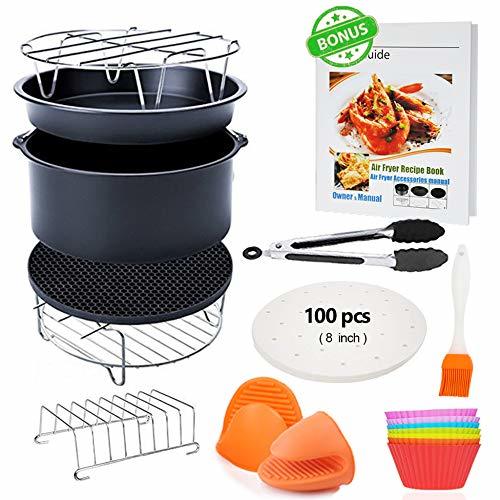 FDA 8 inch XL Air Fryer Accessories 11 pcs with Recipe Cookbook