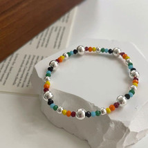 925 Sterling Silver Bracelets for Women Fashion Couples Handmade Colorfu... - $16.00