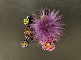 Betsey Johnson Black Jeweled Poodle With Purple Poof  Pin / Pendant - $16.83