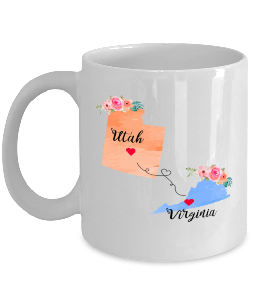 Utah Virginia Gifts | Long Distance State Coffee Mug | State to State | Away