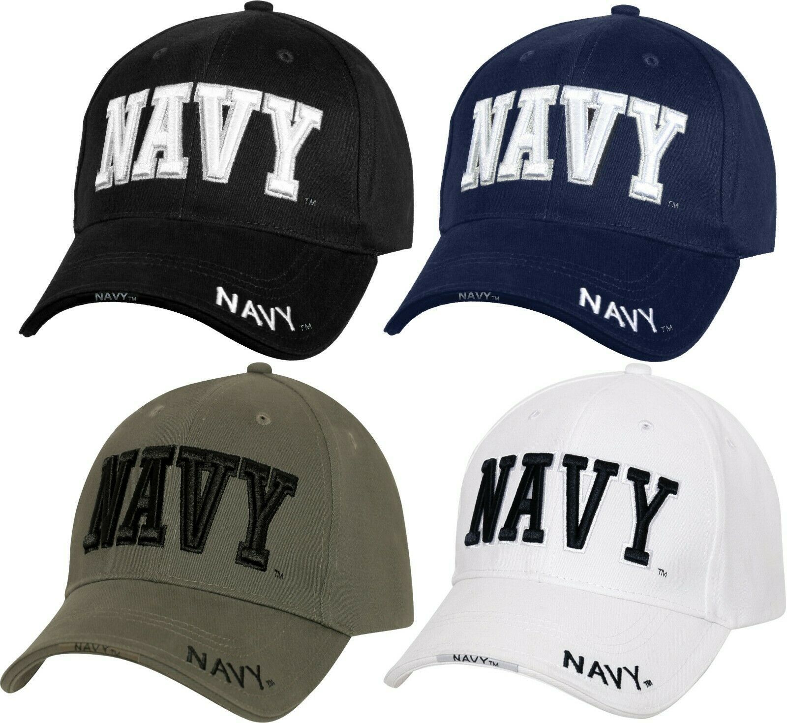 US NAVY Baseball Hat Adjustable Low Profile USN Deluxe 3D Embroidery ...