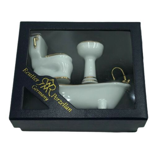 Primary image for Dollhouse Miniatures Reutter Porcelain Porzellan 3pc Bathroom Set - Germany