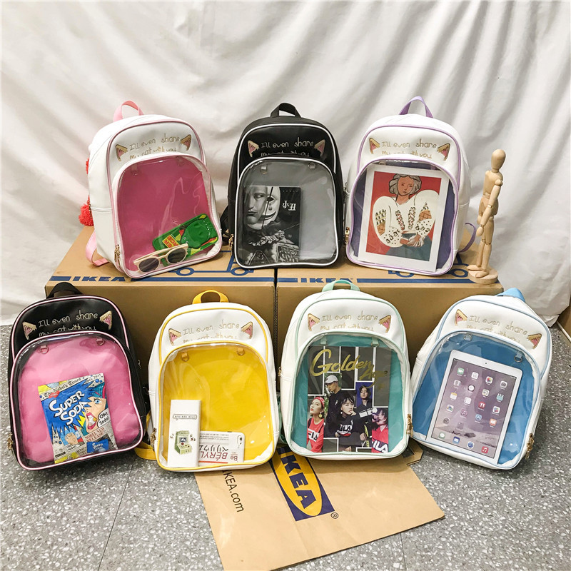 Japanese Kawaii Transparent Backpack Pu Shoulder bag Itabag Girls Handbag 7Color