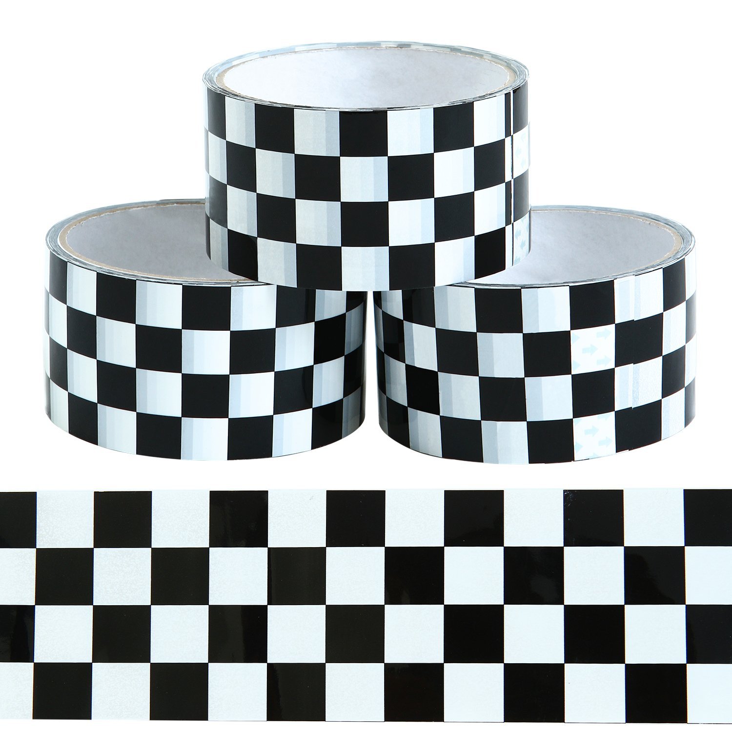 Resinta 4 Rolls (65 Yards) Checkered Tape Black and White Checkered