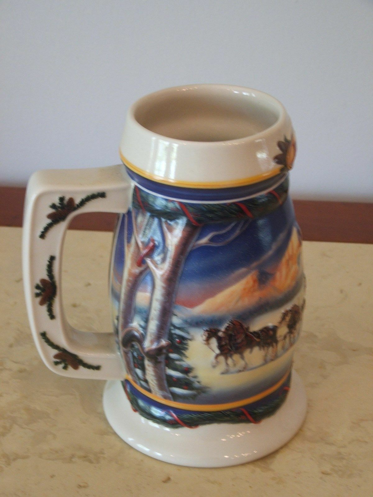 Budweiser Stein Collectible Holiday In Mountains Christmas 2000 Budweiser