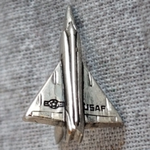 US Air Force Airplane Fighter Jet Military Lapel Pin Silver Color Metal - $22.99