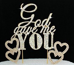 Yacanna Gold Bling Crystal Cake Toppers God Gave Me You Cake Topper with... - $18.92